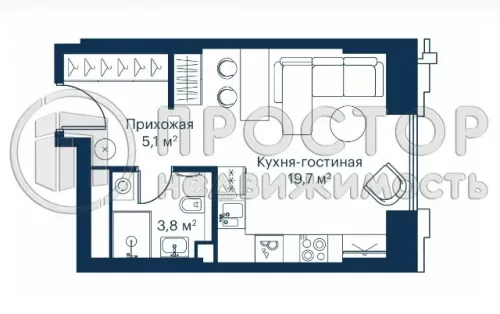 Студия, 28.3 м² - фото 2