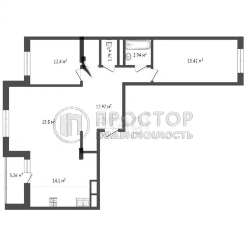 3-комнатная квартира, 80 м² - фото 21