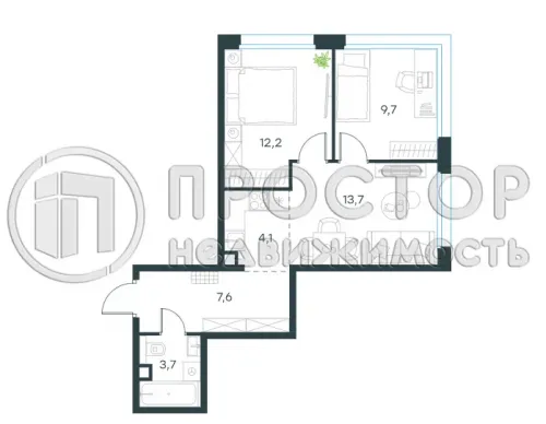 2-комнатная квартира, 51 м² - фото 4