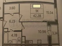 1-комнатная квартира, 39.5 м² - фото 25