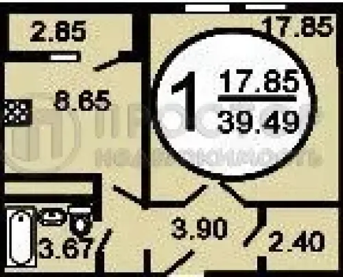 1-комнатная квартира, 38.2 м² - фото 21