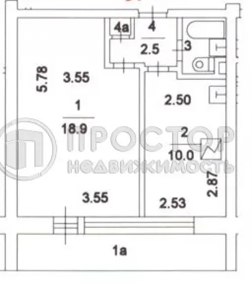 1-комнатная квартира, 34.3 м² - фото 17