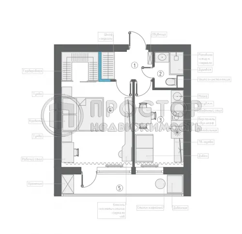 1-комнатная квартира, 34.3 м² - фото 18