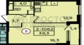 1-комнатная квартира, 38.3 м² - фото 7