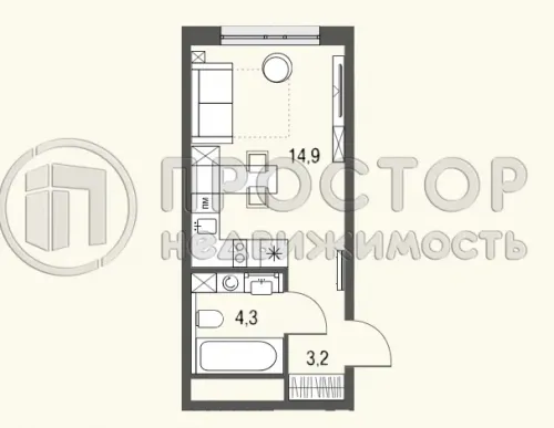 Студия, 22.4 м² - фото 11