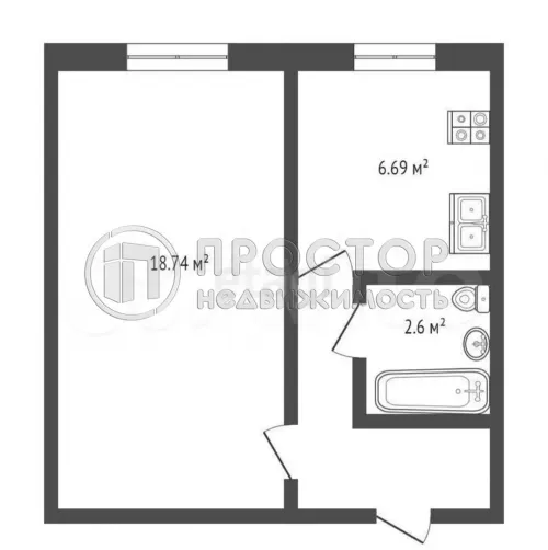 1-комнатная квартира, 33 м² - фото 30