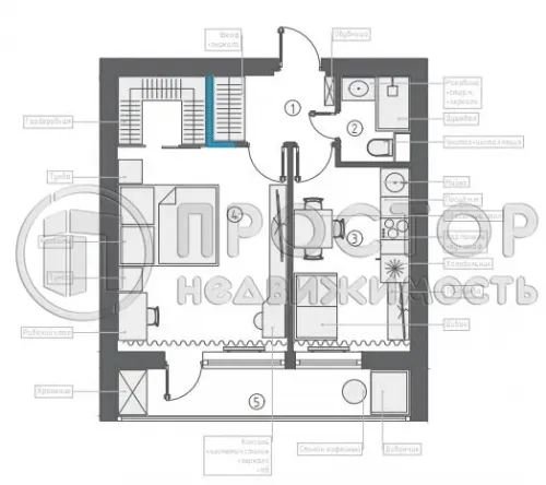 1-комнатная квартира, 34.3 м² - фото 12