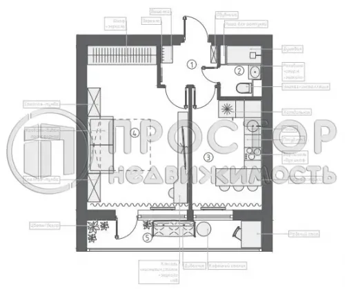 1-комнатная квартира, 34.3 м² - фото 13