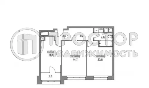 2-комнатная квартира, 54 м² - фото 11