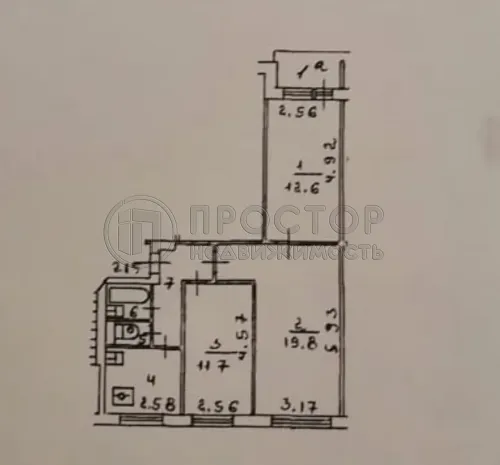 3-комнатная квартира, 59 м² - фото 17