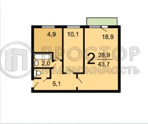 2-комнатная квартира, 40.4 м² - фото 12