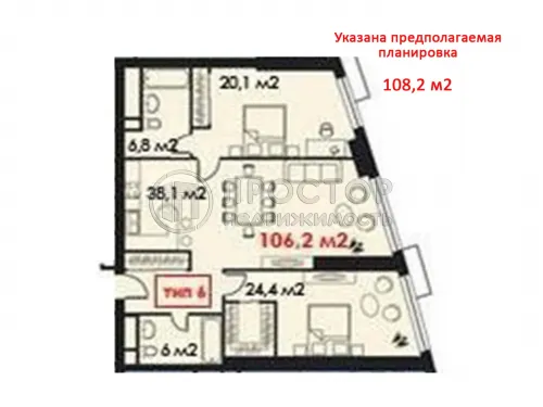 2-комнатная квартира, 108.2 м² - фото 21