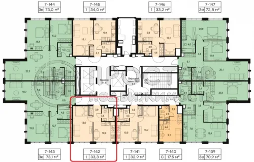 1-комнатная квартира, 33.3 м² - фото 3