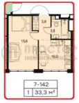 1-комнатная квартира, 33.3 м² - фото 11