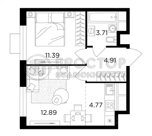 2-комнатная квартира, 37.7 м² - фото 7