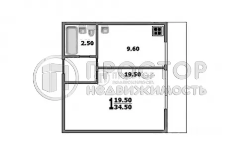 1-комнатная квартира, 35 м² - фото 8