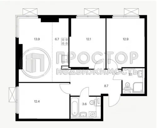 3-комнатная квартира, 73.4 м² - фото 6