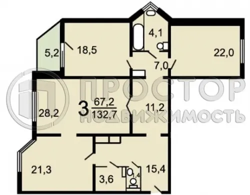 3-комнатная квартира, 131 м² - фото 36