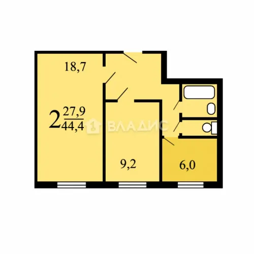 2-комнатная квартира, 44.4 м² - фото 12