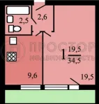 1-комнатная квартира, 34.5 м² - фото 27