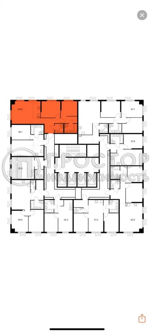 3-комнатная квартира, 63.6 м² - фото 3