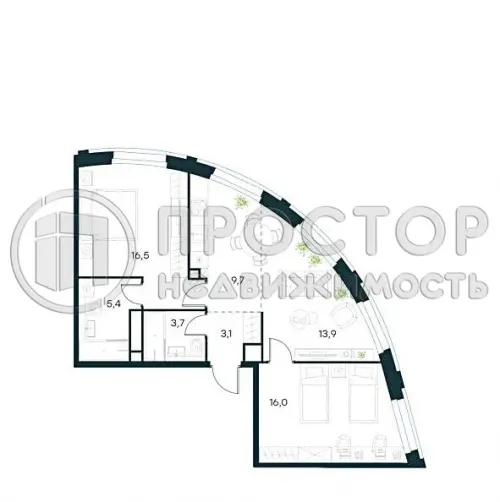 2-комнатная квартира, 67.3 м² - фото 6