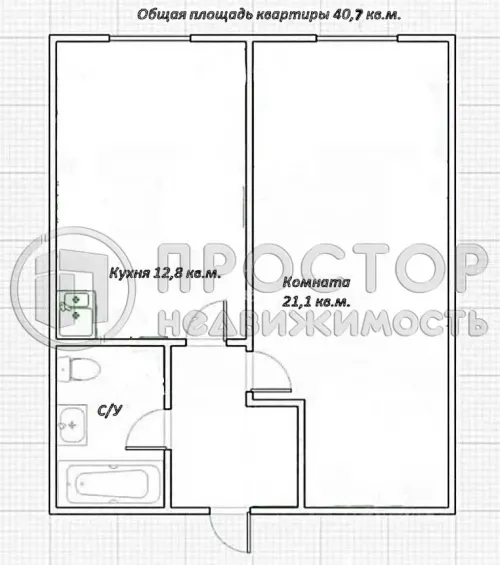 1-комнатная квартира, 40.7 м² - фото 9