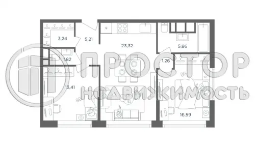 2-комнатная квартира, 71 м² - фото 9