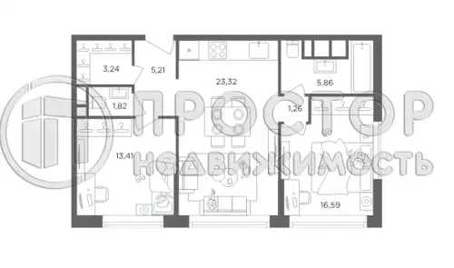 2-комнатная квартира, 71 м² - фото 8