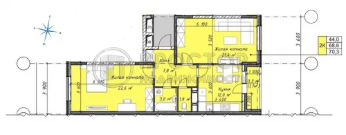 2-комнатная квартира, 70 м² - фото 9