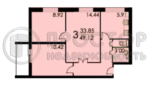 3-комнатная квартира, 48.7 м² - фото 19