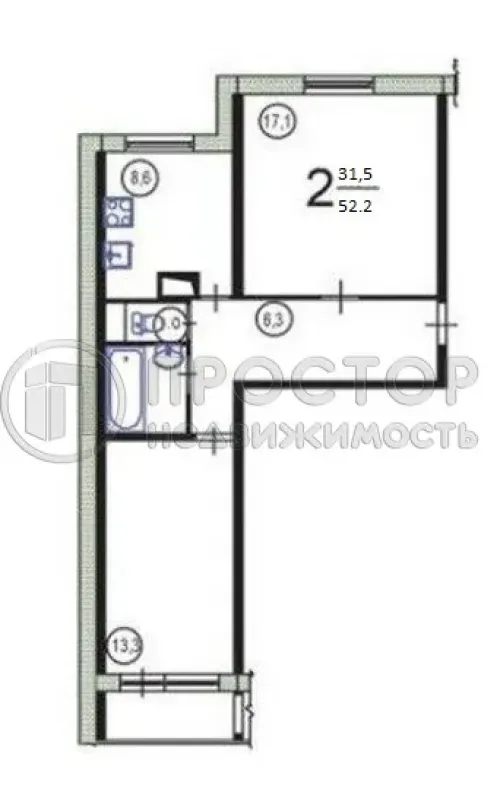 2-комнатная квартира, 52.2 м² - фото 13