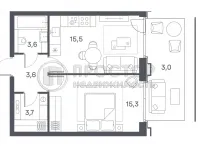 1-комнатная квартира, 40.7 м² - фото 15