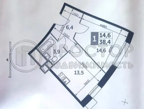 1-комнатная квартира, 38.3 м² - фото 18