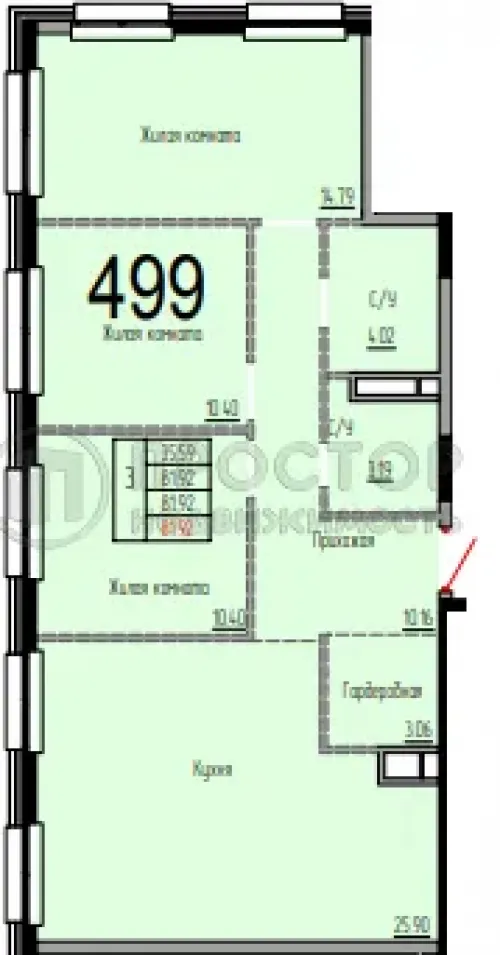 3-комнатная квартира, 81.92 м² - фото 7