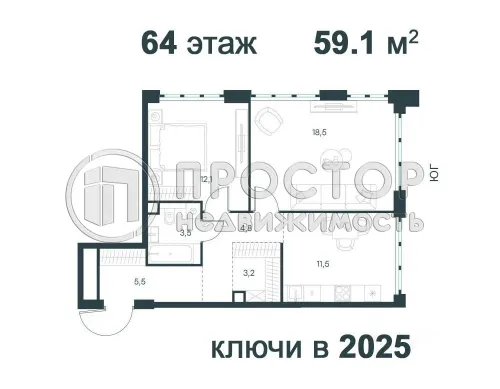 2-комнатная квартира, 59.1 м² - фото 32