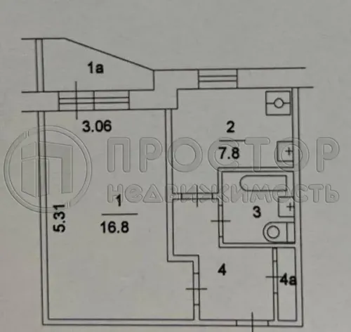 1-комнатная квартира, 32 м² - фото 17