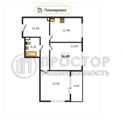 2-комнатная квартира, 56.4 м² - фото 10