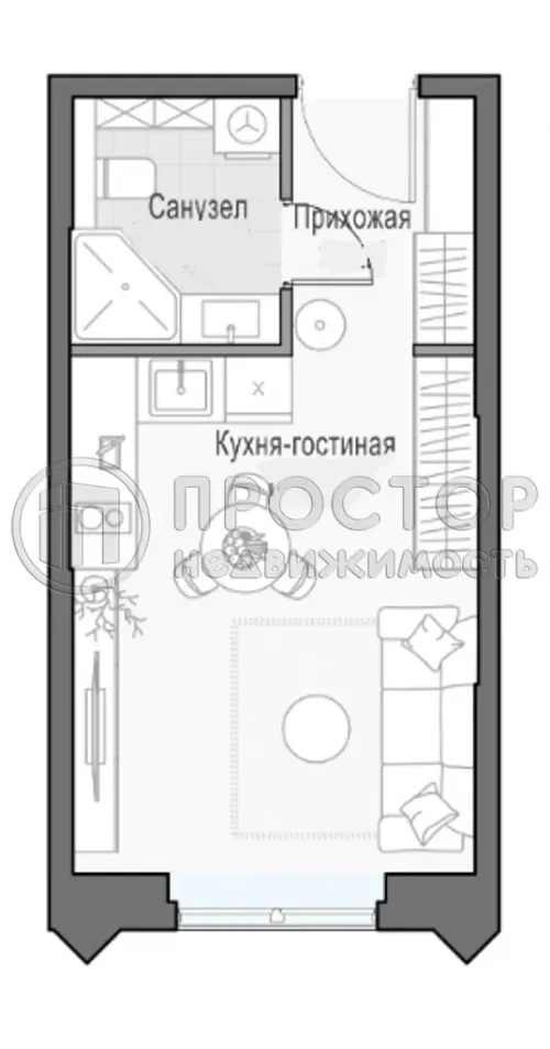 Студия, 23.78 м² - фото 10