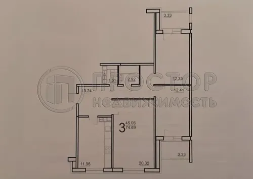 3-комнатная квартира, 74.7 м² - фото 24