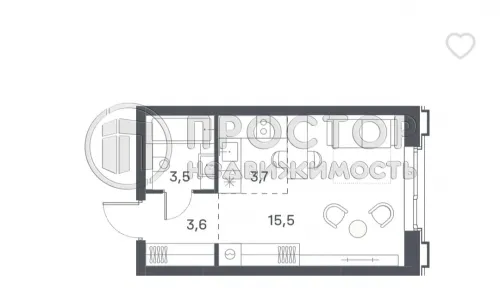 Студия, 26.3 м² - фото 4