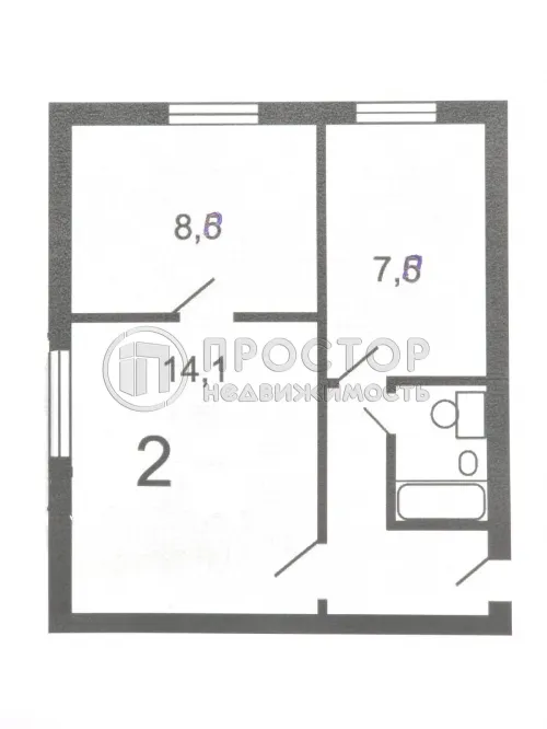 2-комнатная квартира, 37.7 м² - фото 3