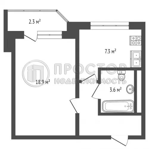 1-комнатная квартира, 38 м² - фото 20