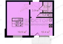 1-комнатная квартира, 38.3 м² - фото 31