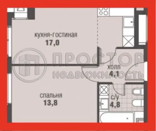 2-комнатная квартира, 40 м² - фото 17