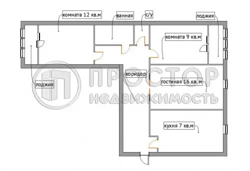 3-комнатная квартира, 63.7 м² - фото 2