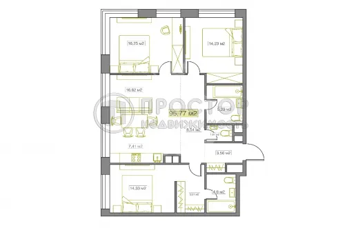 4-комнатная квартира, 96 м² - фото 19