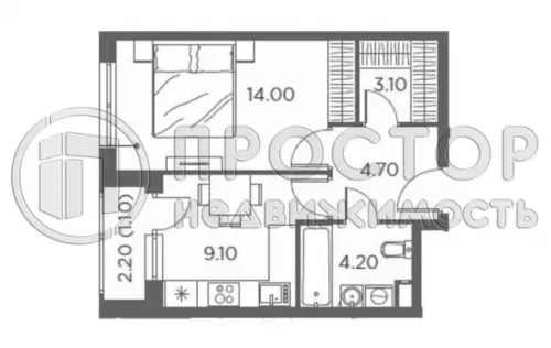 1-комнатная квартира, 36.2 м² - фото 9