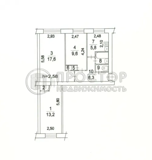 3-комнатная квартира, 54.1 м² - фото 17