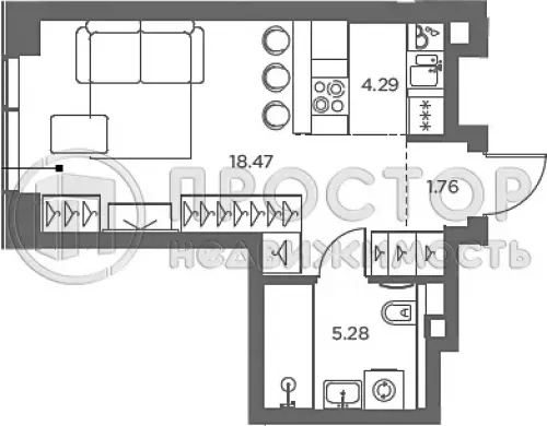 Студия, 29.8 м² - фото 12